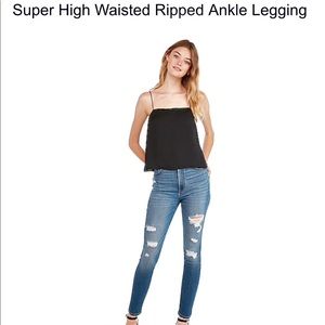 Express jeans “super high-waist skinny” acid wash